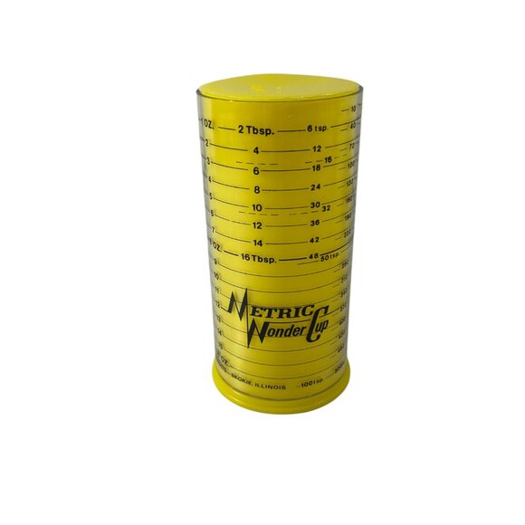 Milmour Metric Wonder Cup Yellow 2 Cup Wet Dry Adjustable Push Tube USA - Picture 1 of 14